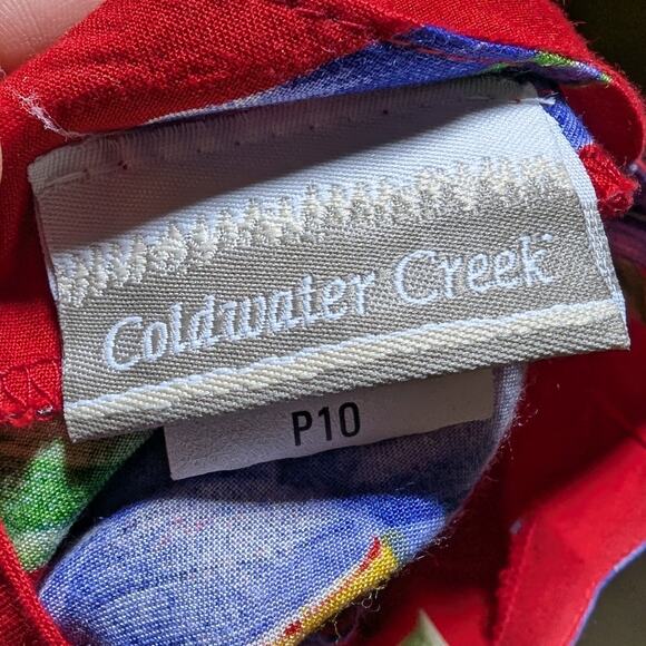 Vtg 1990s Coldwater Creek Red Blue Daisy Floral Print Midi Sun Dress Sz 10 P - Picture 5 of 6